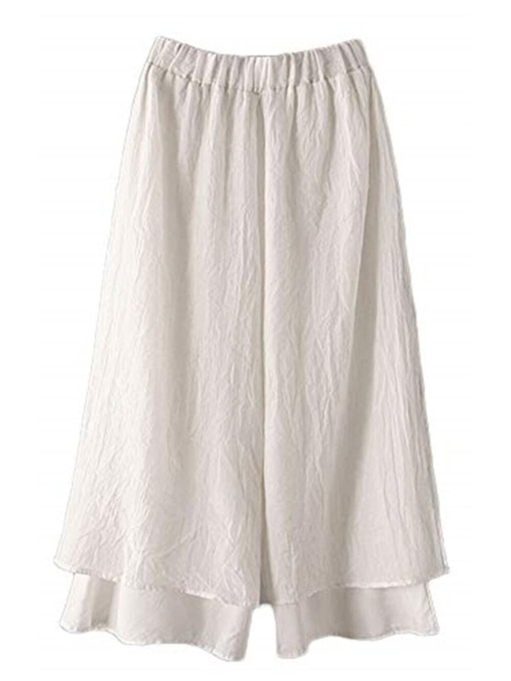 Women's Wide Leg Capri Pants Cotton Cropped Palazzo Trousers Culottes